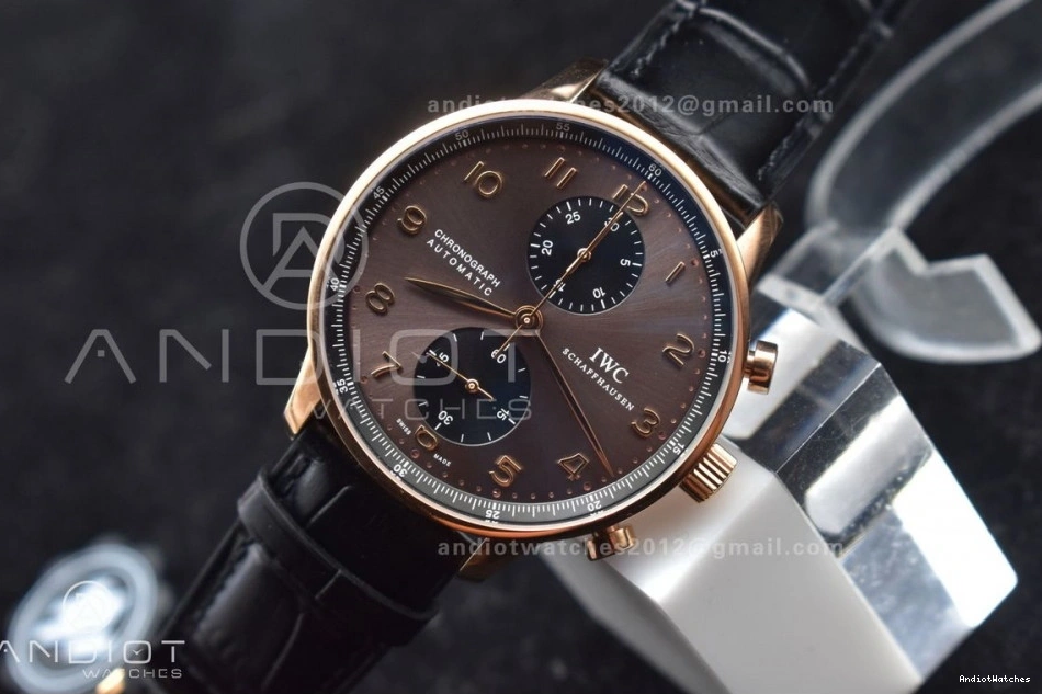 Black as Chrono Edition A7750 Portuguese Genuine) 1:1 ZF 444 Best Practical Thickness on Leather IW371482 (Same Strap 1031